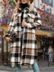Chaqueta polar de cuadros elegante para mujer - longitud media, corte holgado