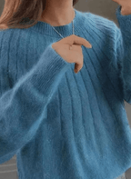 Pulover albastru din lână pentru femei