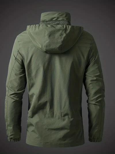 Veste de pluie imperméable pour hommes avec capuche et poches zippées pour l'extérieur
