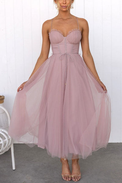 Abito moderno in chiffon senza spalline - Embla
