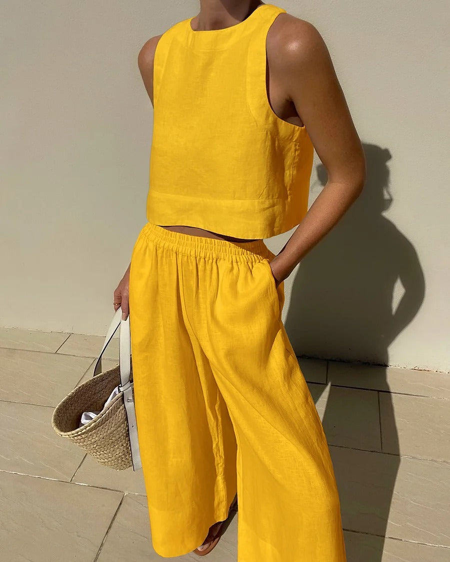 Heather - Conjunto sin mangas con pantalones para mujer