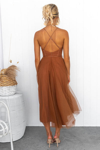 Abito moderno in chiffon senza spalline - Embla