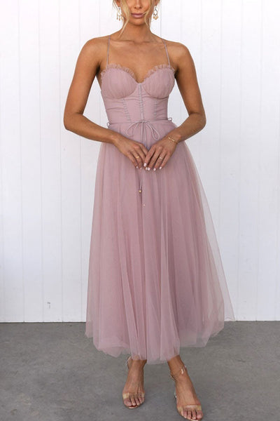 Abito moderno in chiffon senza spalline - Embla