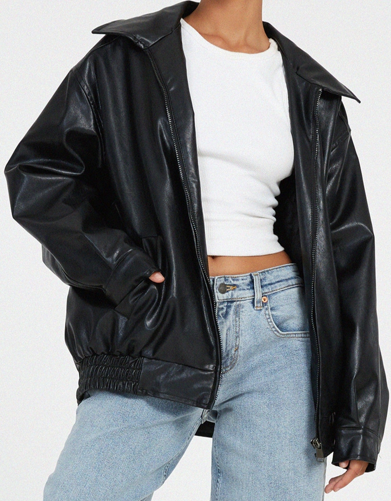 Veste en cuir surdimensionnée et élégante - Confortable et tendance pour tous les jours