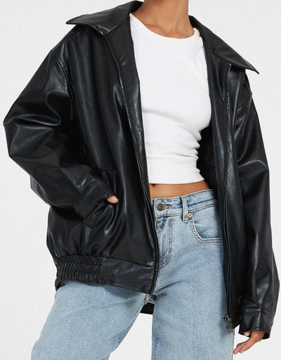 Veste en cuir surdimensionnée et élégante - Confortable et tendance pour tous les jours