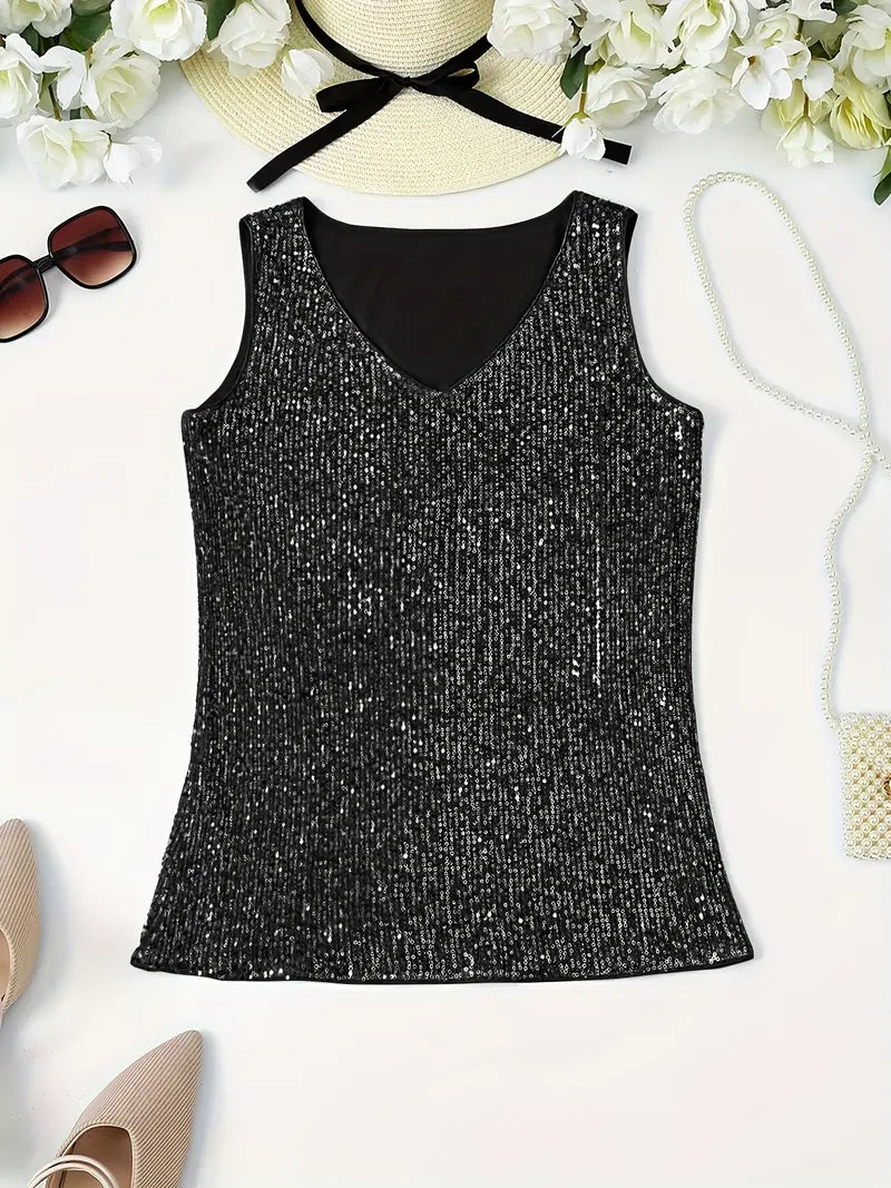 HAWA | Top con scollo a V e paillettes