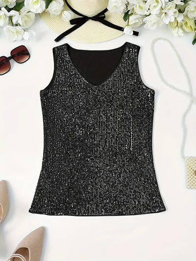 HAWA | Top con scollo a V e paillettes
