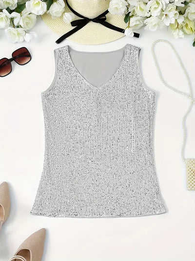 HAWA | Top con scollo a V e paillettes