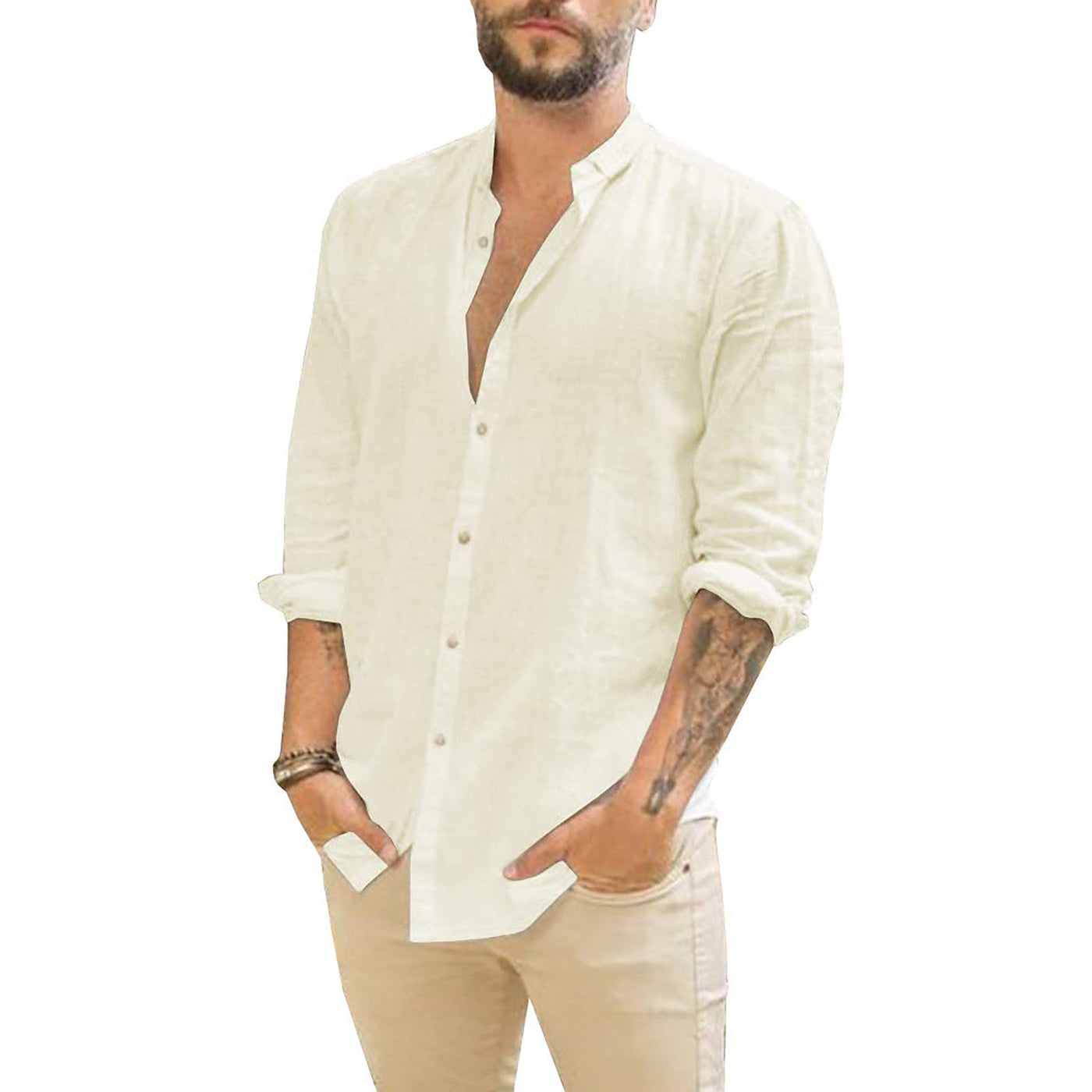 Camisa de lino lisa para hombre | Damian