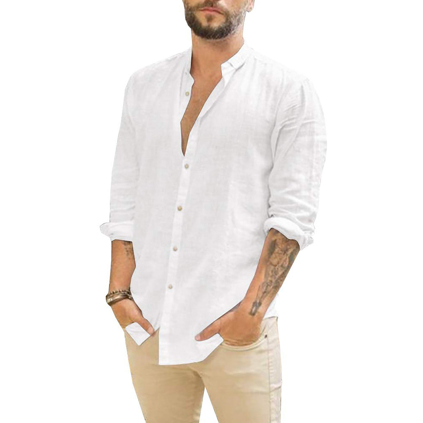 Camisa de lino lisa para hombre | Damian
