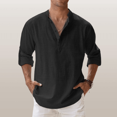 Corte relajado – Henley de lino para hombre
