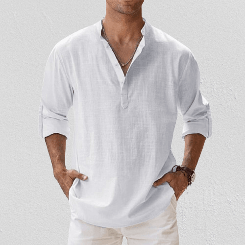 Corte relajado – Henley de lino para hombre
