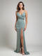 Vestido midi elegante de algodón medianoche con abertura alta
