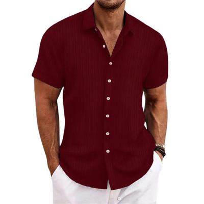 Camisa de rayas con botones para hombre | Manga corta