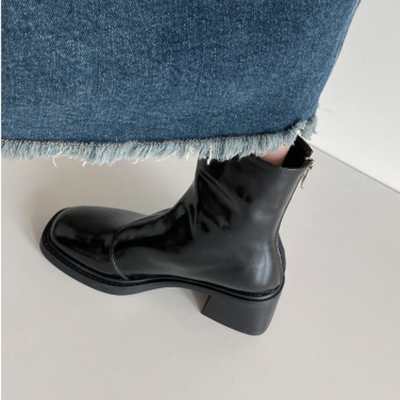 Botines de tacón cuadrado y punta cuadrada para mujer