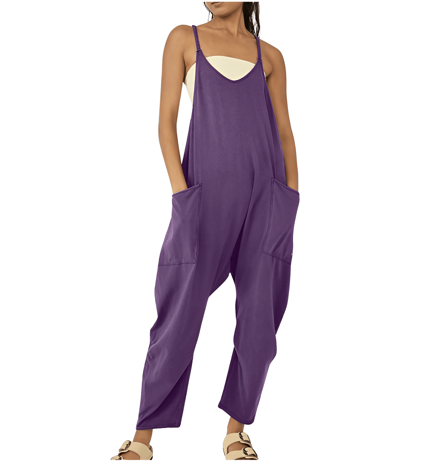 Tuta senza maniche da donna con tasche - Costume intero casual