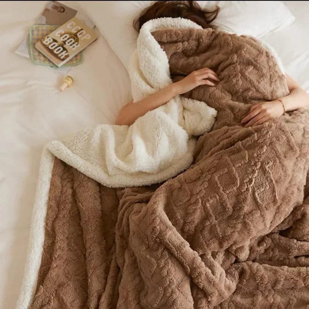 Couverture d'hiver chaude pour les nuits froides - Épaisse, moelleuse & élégante pour la chambre à coucher & le canapé