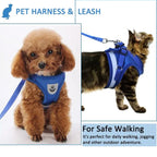 Harnais et laisse pour animaux de compagnie, bleu, pour chien et chat. Idéal pour la marche, le jogging et les aventures en plein air.
