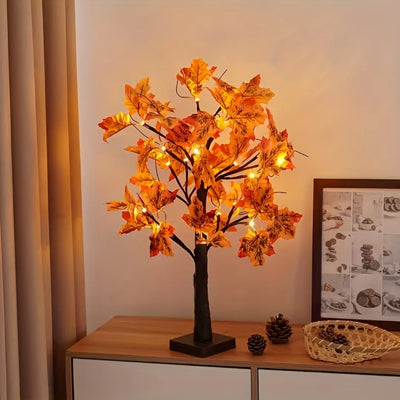 LED ışıklı yapay akçaağaç şeklinde lamba - Cadılar Bayramı ve Noel dekorasyonu için mükemmel