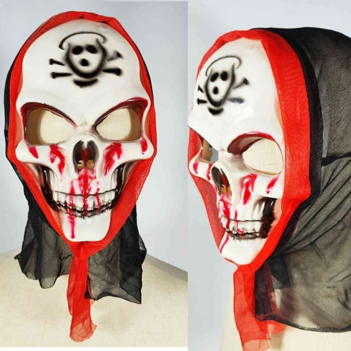 Grimora Set | Halloween pelerini aksesuarları, iskelet maskeleri ve orak