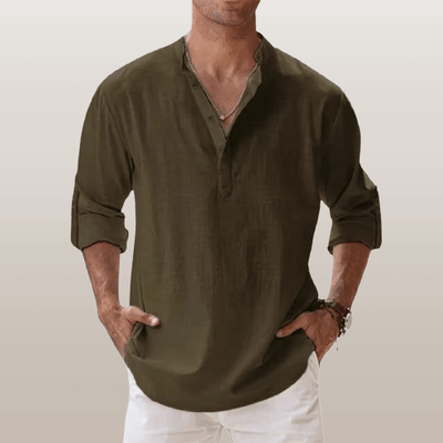 Corte relajado – Henley de lino para hombre