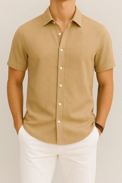 Camisa de lino de manga corta para hombre