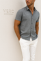 Camisa de lino de manga corta para hombre
