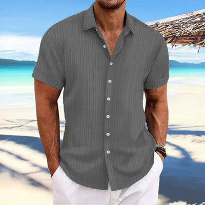 Camisa de rayas con botones para hombre | Manga corta