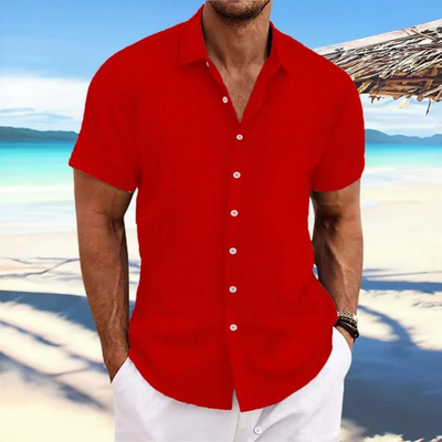 Camisa de rayas con botones para hombre | Manga corta