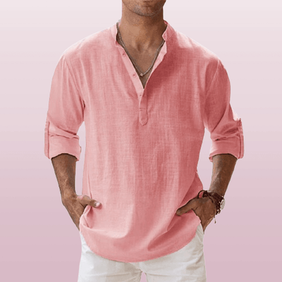 Corte relajado – Henley de lino para hombre