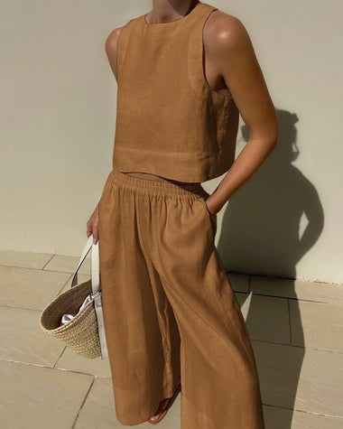 Heather - Conjunto sin mangas con pantalones para mujer