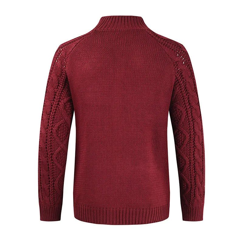 Cardigan en tricot torsadé épais pour hommes - Chaud et confortable