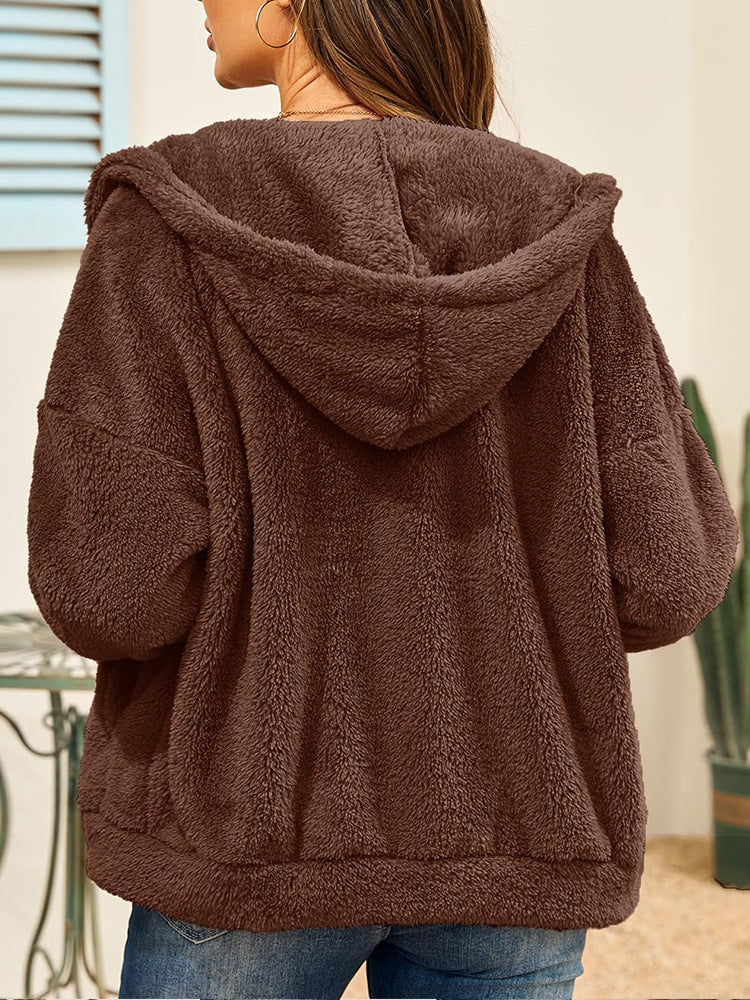 Sweat à capuche oversize en polaire avec fermeture éclair complète