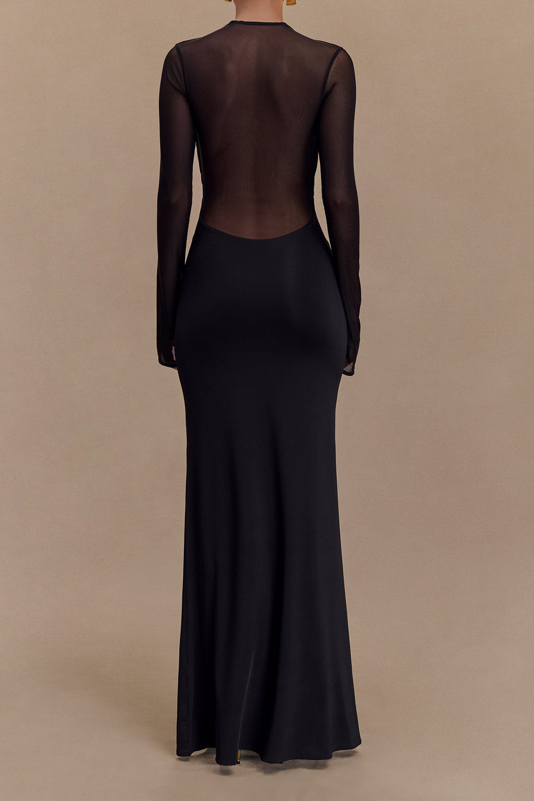 Gillian - Vestido largo elegante de malla transparente con entrecruzamiento para mujer