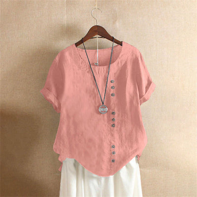 Kelly | Blouse unie à manches courtes et col rond