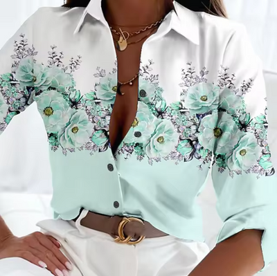 Blusa con estampado floral de fresia