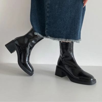 Botines de tacón cuadrado y punta cuadrada para mujer