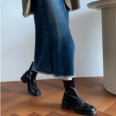 Botines de tacón cuadrado y punta cuadrada para mujer