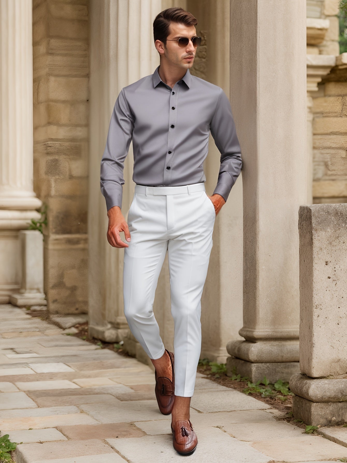 Finn | Camisa elástica de color liso SlimFit