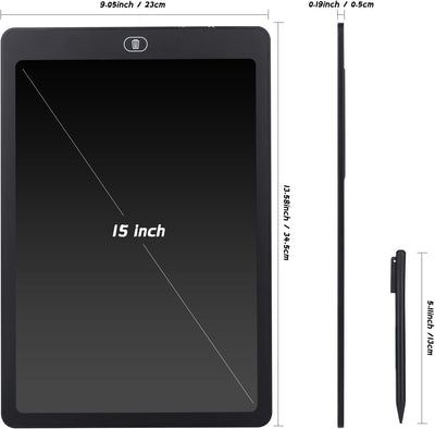 Pizarra LCD de 15 pulgadas: pizarra de dibujo electrónica para niños y adultos