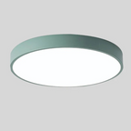 Plafonnier LED rond moderne, design minimaliste, couleur gris, éclairage intérieur, économie d'énergie, décoration maison, style contemporain.