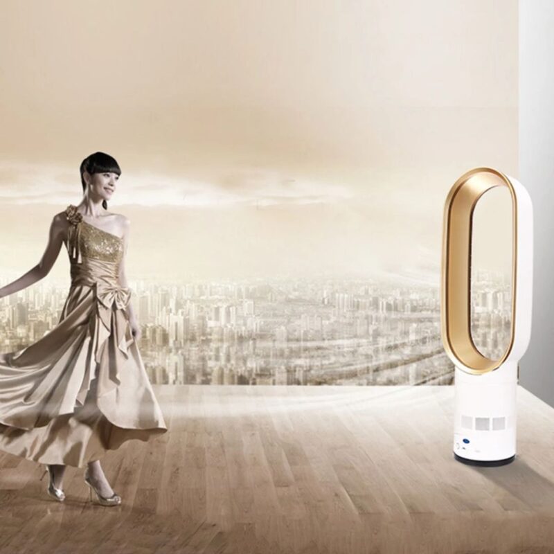 Ventilador sin hojas de 16 pulgadas con control remoto: silencioso, seguro y elegante para cualquier hogar.
