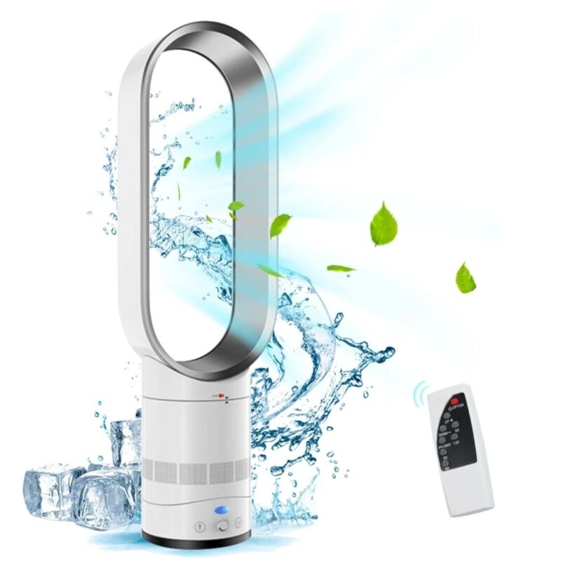 Ventilador sin hojas de 16 pulgadas con control remoto: silencioso, seguro y elegante para cualquier hogar.