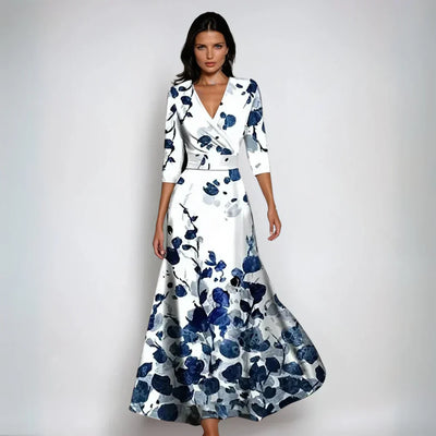 Isa | Elegante vestido cruzado con estampado floral para una elegancia sin esfuerzo