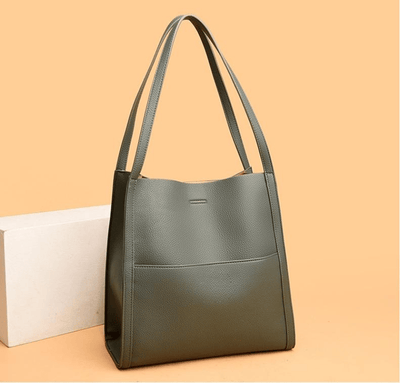 BOLSO DE HOMBRO DE PIEL AUTÉNTICA DE COLOR LISO