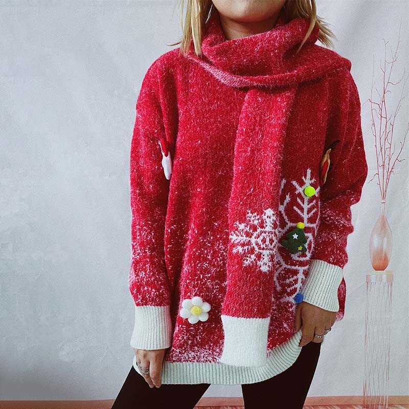 Xyra Set | Ensemble pull et écharpe de Noël pour femmes