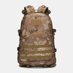 Sac à dos camouflage militaire, design tactique robuste, idéal pour randonnée, camping, activités extérieures. Nombreuses poches, sangles ajustables.