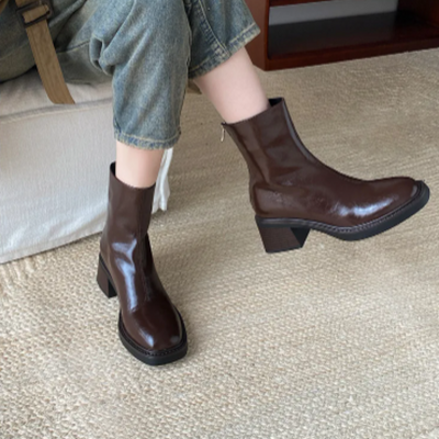 Botines de tacón cuadrado y punta cuadrada para mujer