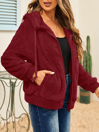 Sweat à capuche oversize en polaire avec fermeture éclair complète