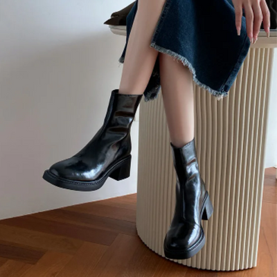 Botines de tacón cuadrado y punta cuadrada para mujer